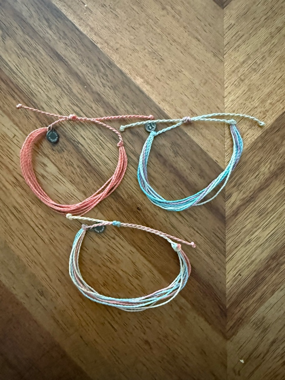 Pura Vida Set of 3 Coral and Aqua Multistrand Bracelets